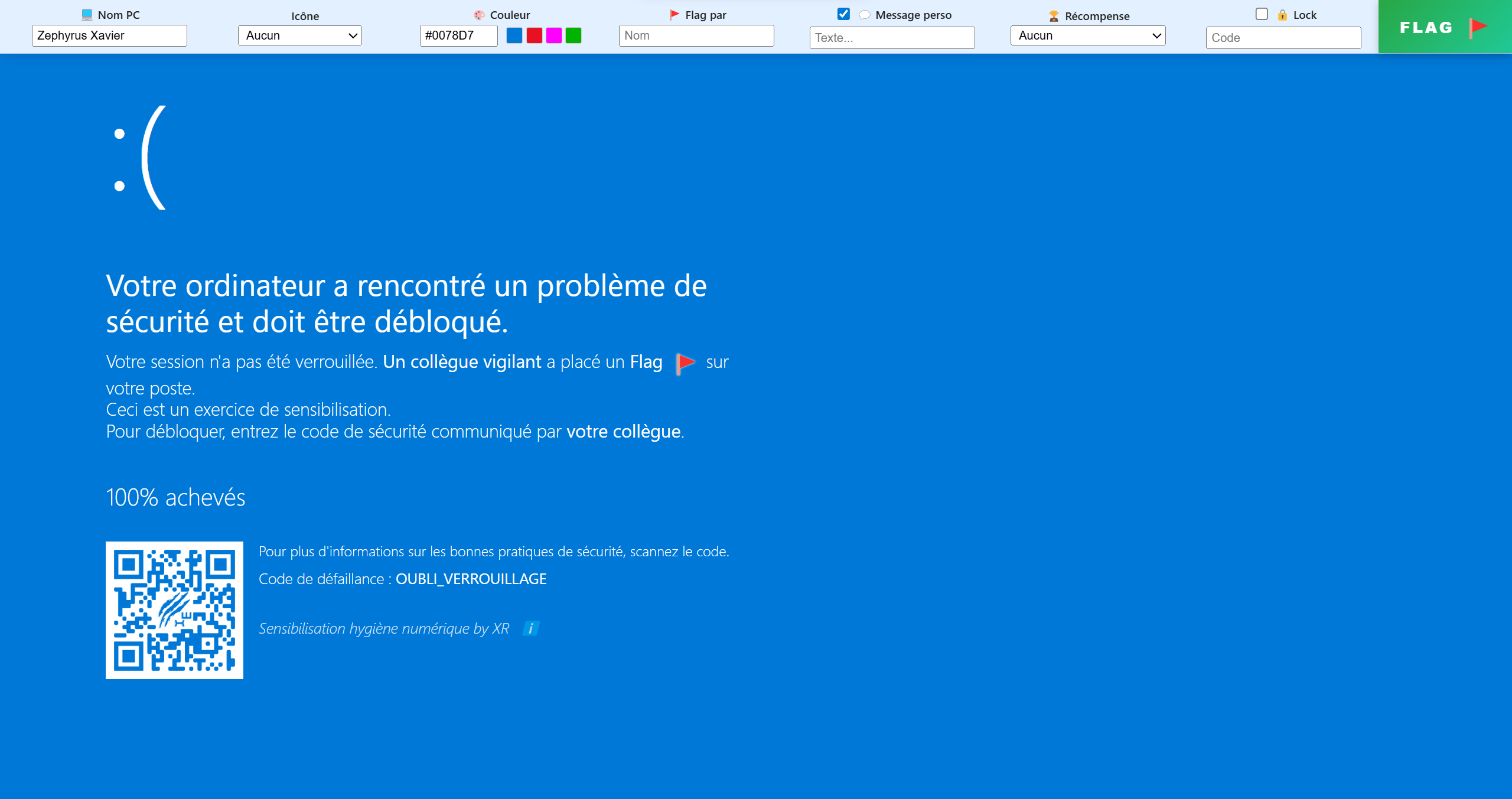 Interface Flag avec config bar